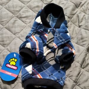 💜5/$25💜NWT XS Top Paw Blue and Orange Plaid Dog Hoodie